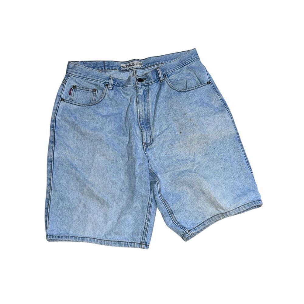 RARE VINTAGE Bugle Boy Shorts Men's 36W Blue Light Wash Denim Dad Jorts Grunge Y